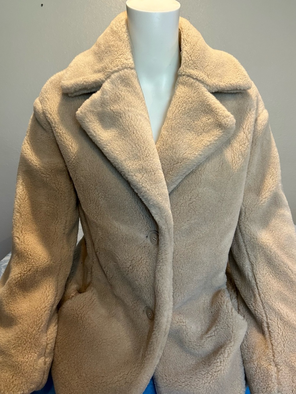 & Other Stories Stockholm Atelier Wool Blend Tailored Long Wrap Coat Beige Small